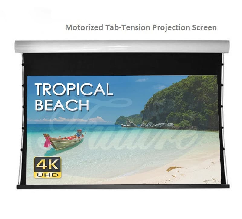 Schermo di proiezione HD tubolare motorizzato ALR da 120 pollici FUTURE Formato 16:9 Luce ambientale che rifiuta lo schermo del proiettore Home Theater