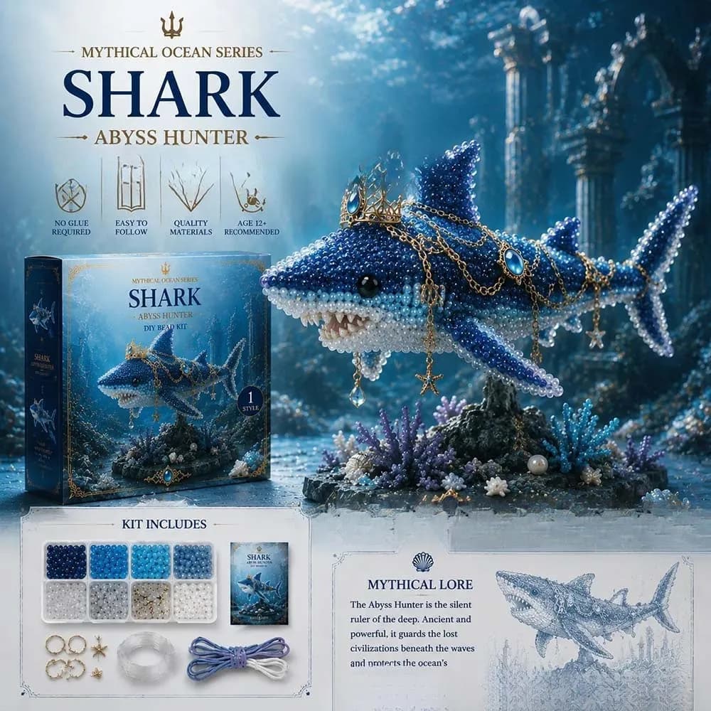Simple Mythical Ocean DIY Bead Kit for Beginners 3D Beaded Animal Making Kit Unique Sea Animal Designs PET Bead Embroidery Set