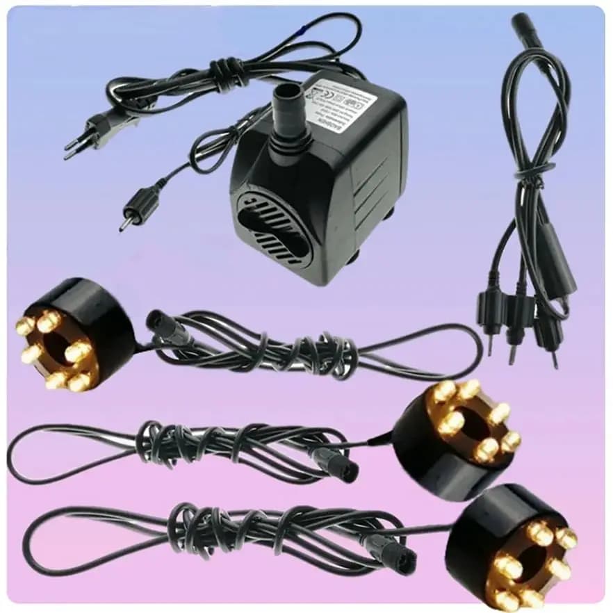 Anello luminoso subacqueo 6-12 LED per fontana laghetto per pesci giardino adattatore 12V illuminazione con cavo 3 in 1