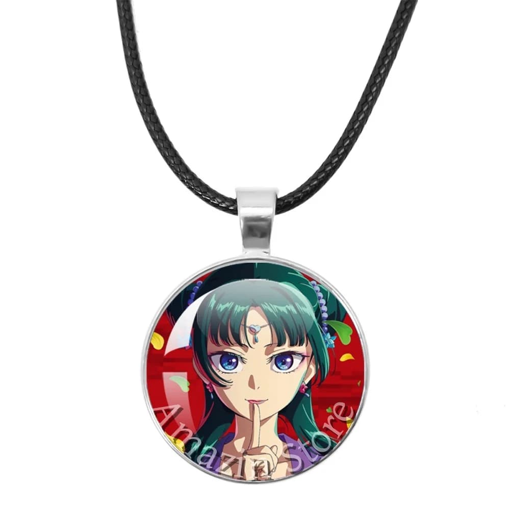Collana in pelle da 25 mm con personaggi anime, ciondolo The Apothecary Diaries, accessori, charm, gioielli carini a tema cartone animato, regali per amici