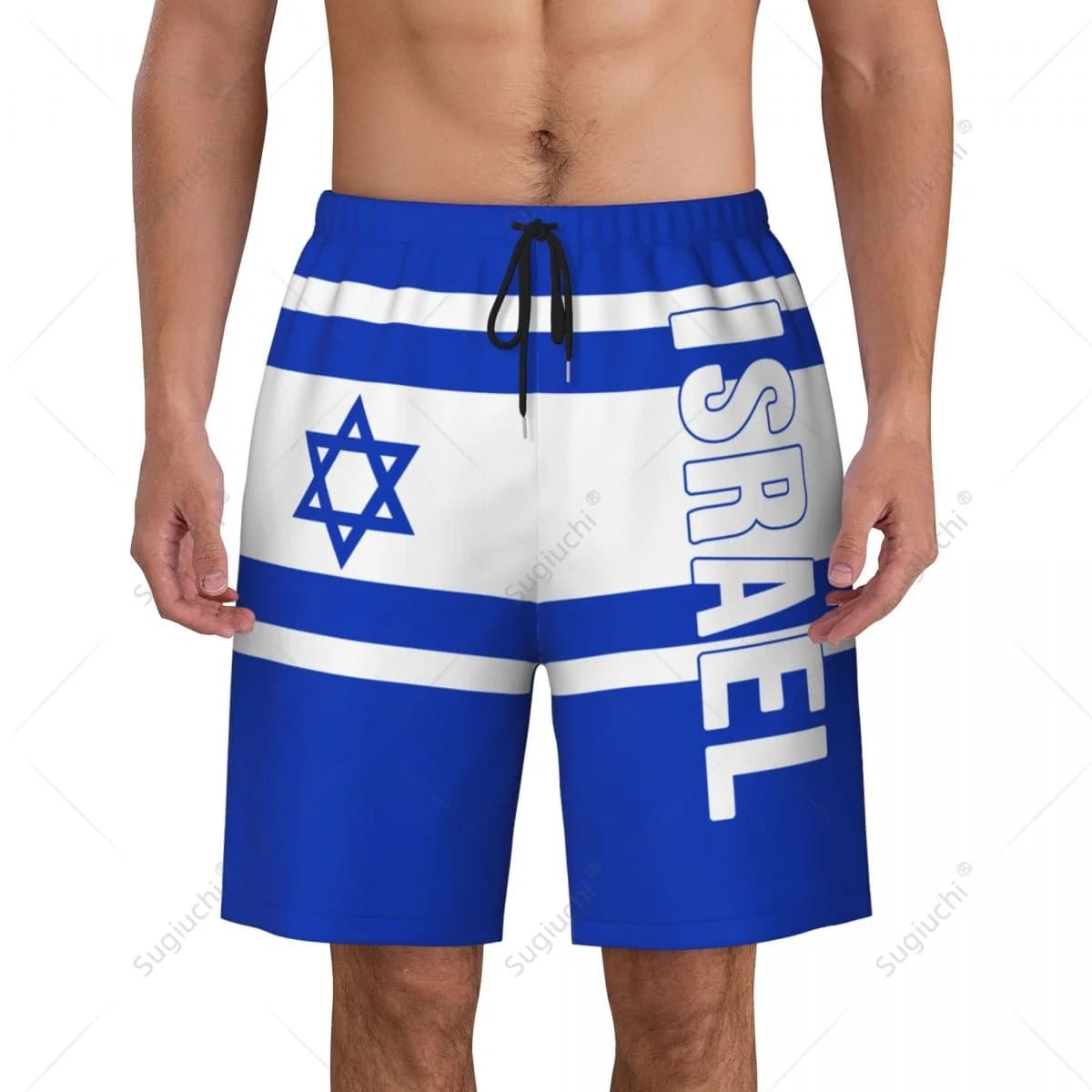 Pantaloni da spiaggia con bandiera israeliana da uomo Pantaloncini da surf Surf Ragazzi Calcio Ciclismo Costumi da bagno Corsa in poliestere