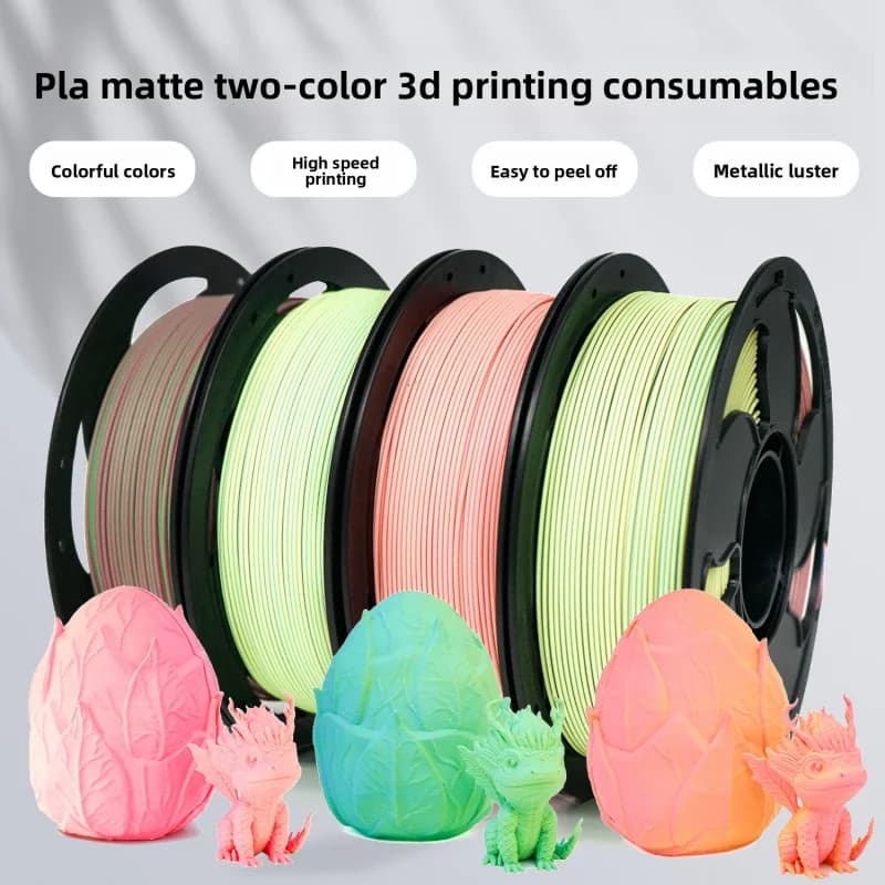 Matte Dual & Tricolor PLA 3D Printer Filament, 1.75mm Diameter, 1KG Spool