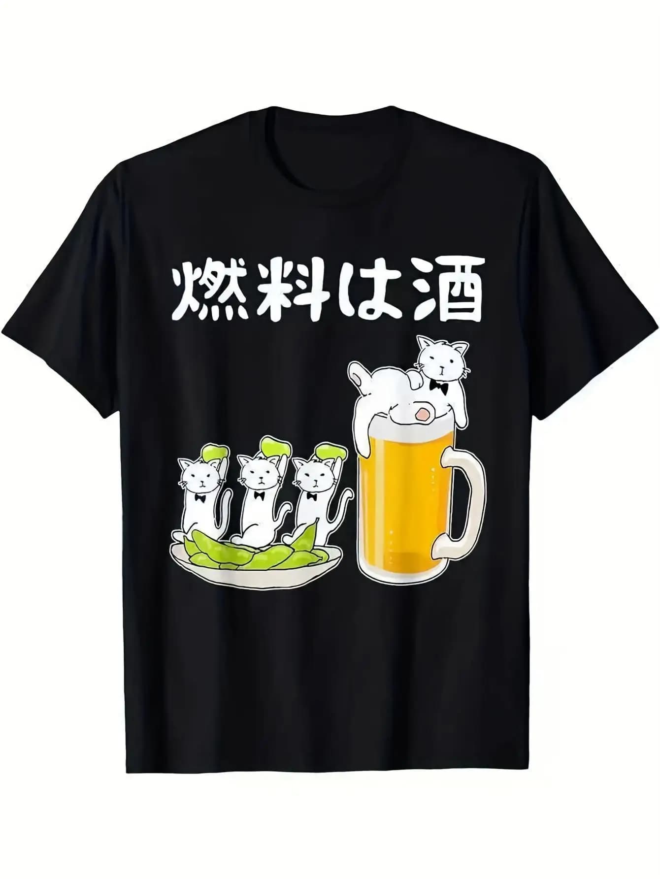 T-shirt da uomo estive 100% cotone, magliette anime stampate, t-shirt sportive girocollo con grafica, top basic a tinta unita per il calcio, streetwear Y2K