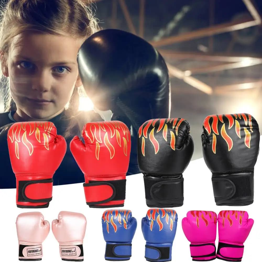 2 pcs boxing gloves for kids punching training sparring kickboxing combat fitness gloves hitting protection for blue hands red black
