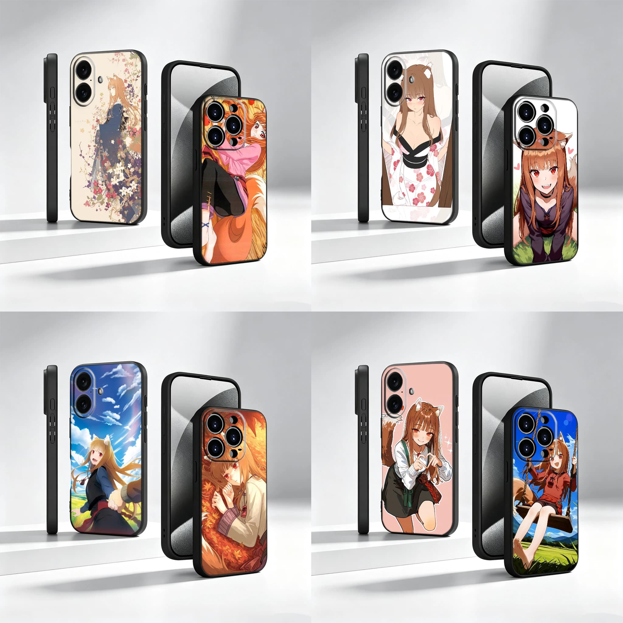 Anime Holo Phone Case For Apple Iphone 18 17 AIR 16 Pro Max 16E 17E 15 14 Plus 13 Mini 12 Pro Cover TPU Shell Coque
