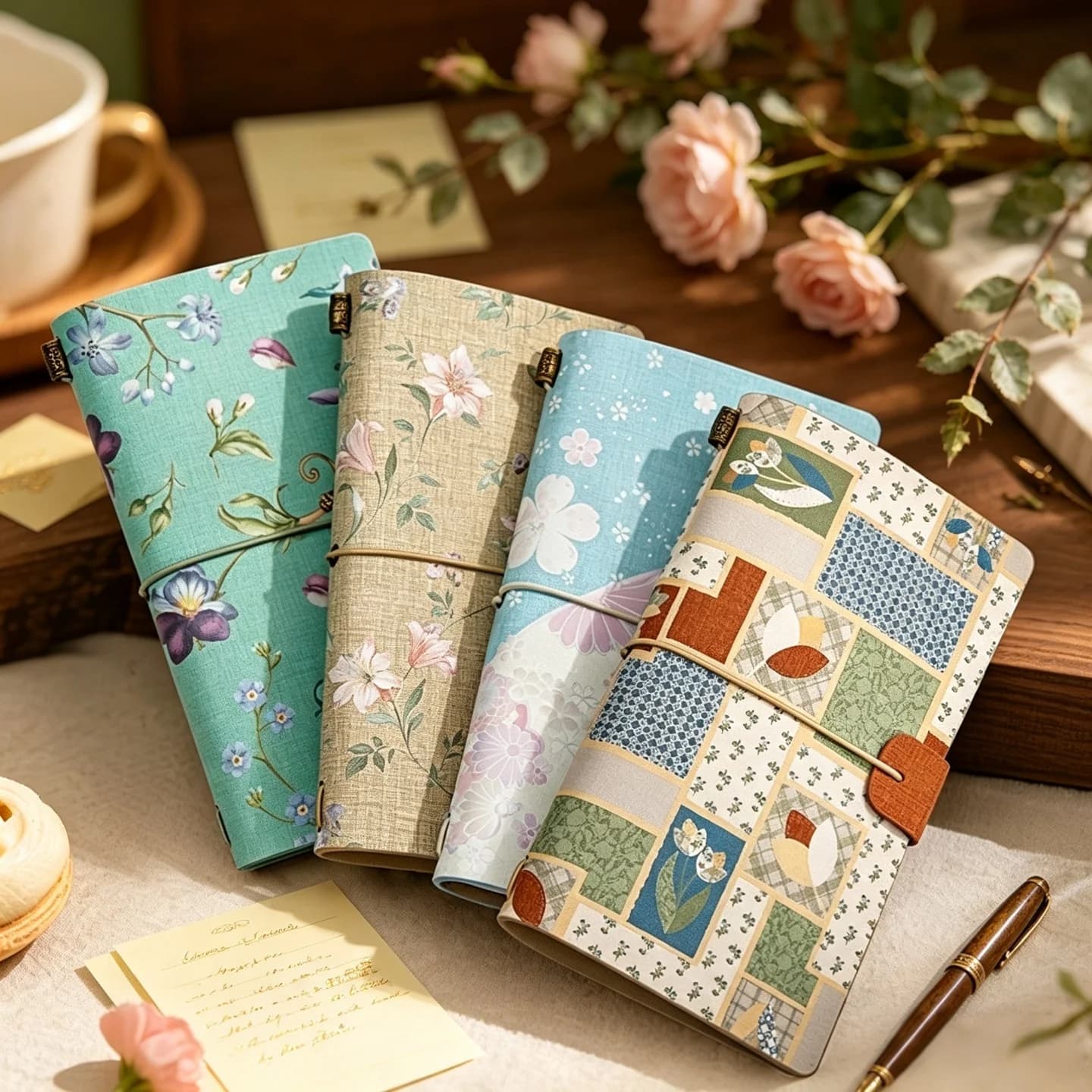 A6 Vintage PU Leather Journal - 3 Patterned Inserts, Removable Pages, Aesthetic Notebook for Daily Notes Travel &School Notebook