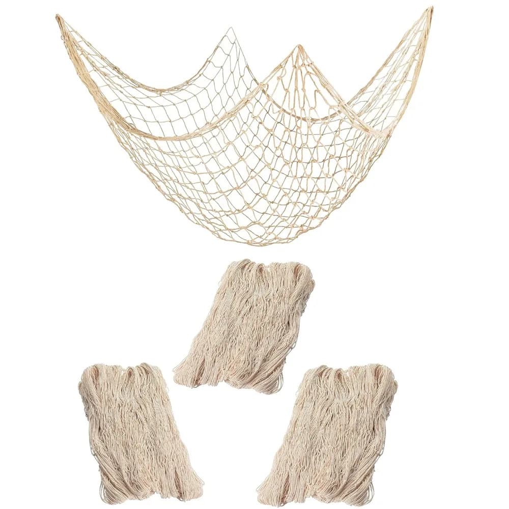 Rete da Pesca Decorativa 80x40 Pollici, Rete Nautica Spessa in Materiale Naturale, Decorazione da Parete, Tavolo o Soffitto per Feste di Halloween e Natale