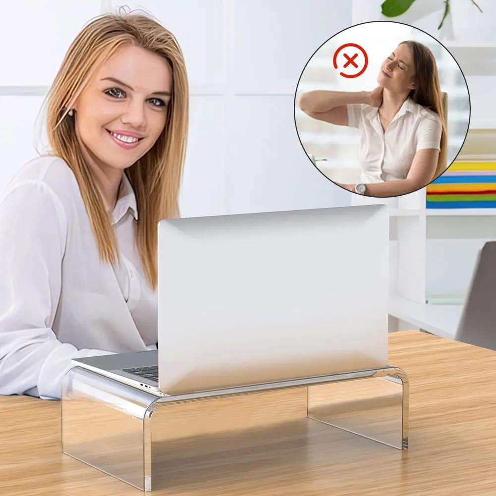Supporto per Monitor in Acrilico Trasparente, Rialzo per Monitor da Scrivania, Supporto per Computer/Laptop/PC/Multimedia, Accessori per Ufficio