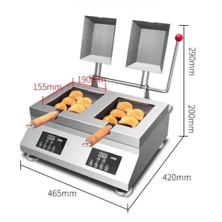 Two Pots Gyoza Grill Electric Frying Double Pots Commercial Baking Brush