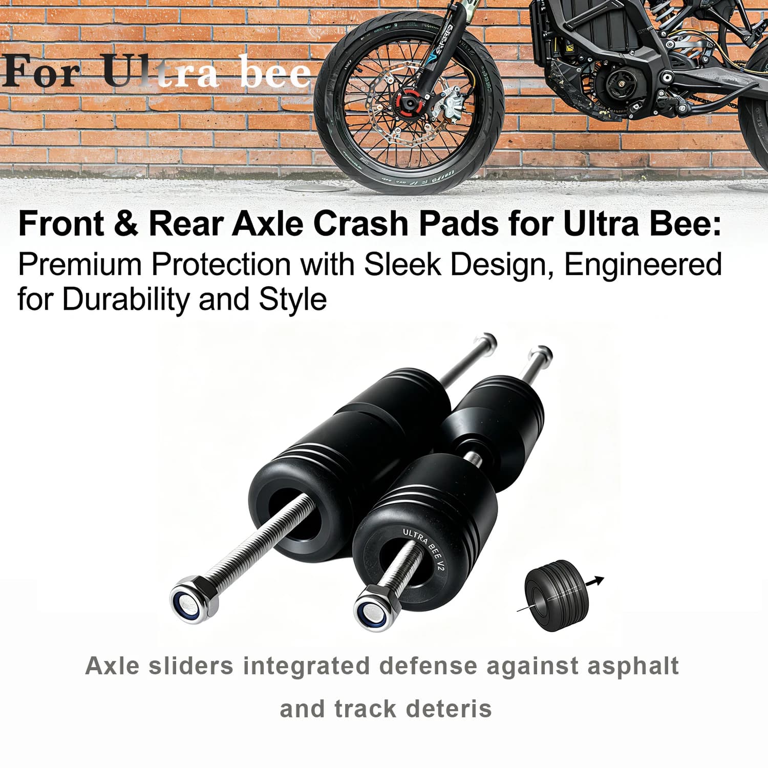 Protezioni Anticaduta per Moto Elettrica Ultra Bee, Slider per Asse Supermoto, Protezioni per Ruote Anteriori e Posteriori Ultra Bee