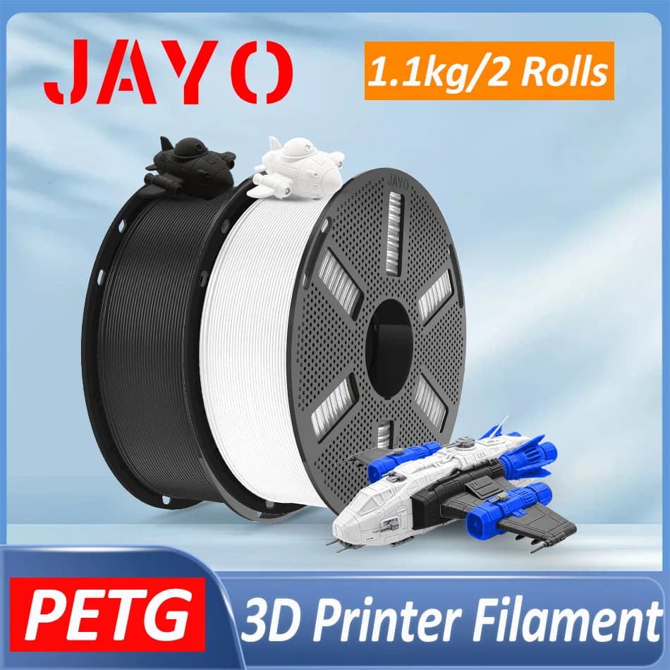 JAYO 3D Printer PETG Filament 1.75mm 1.1KG/2Rolls 3D Printer Filament Neatly Wound 3D Printing Material For Bambu FDM