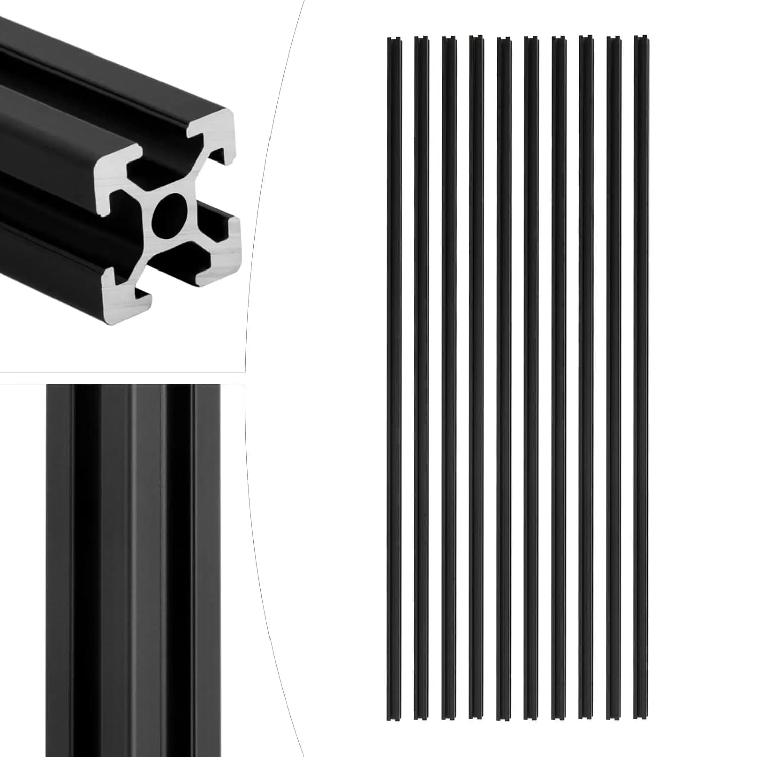 10 Pezzi di Guida Lineare Anodizzata Nera Standard Europeo, Profilo in Alluminio 2020 con Scanalatura a T per Parti di Stampanti 3D e Banchi di Lavoro CNC (1000mm)