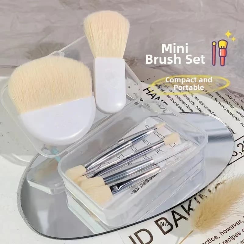6pcs Mini Makeup Brush Set Portable Travel Soft Fluffy Brushes For Foundation Eyeshadow Blush Cosmetic Tool With Case