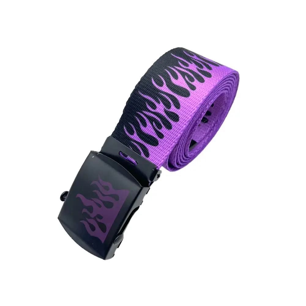 Fashion Canvas Flame Belt Automatic Buckle Korean Style Canvas Belt Wide Side Trouser Decor Men Waist Belt Jeans Decoration