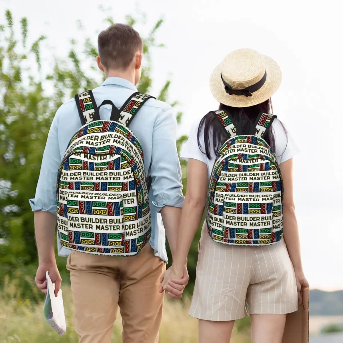 Master Builder Creative Construction Design Student Backpack School Bag Hiking Travel Daypack for Men Women Bookbag Shoulder Bag