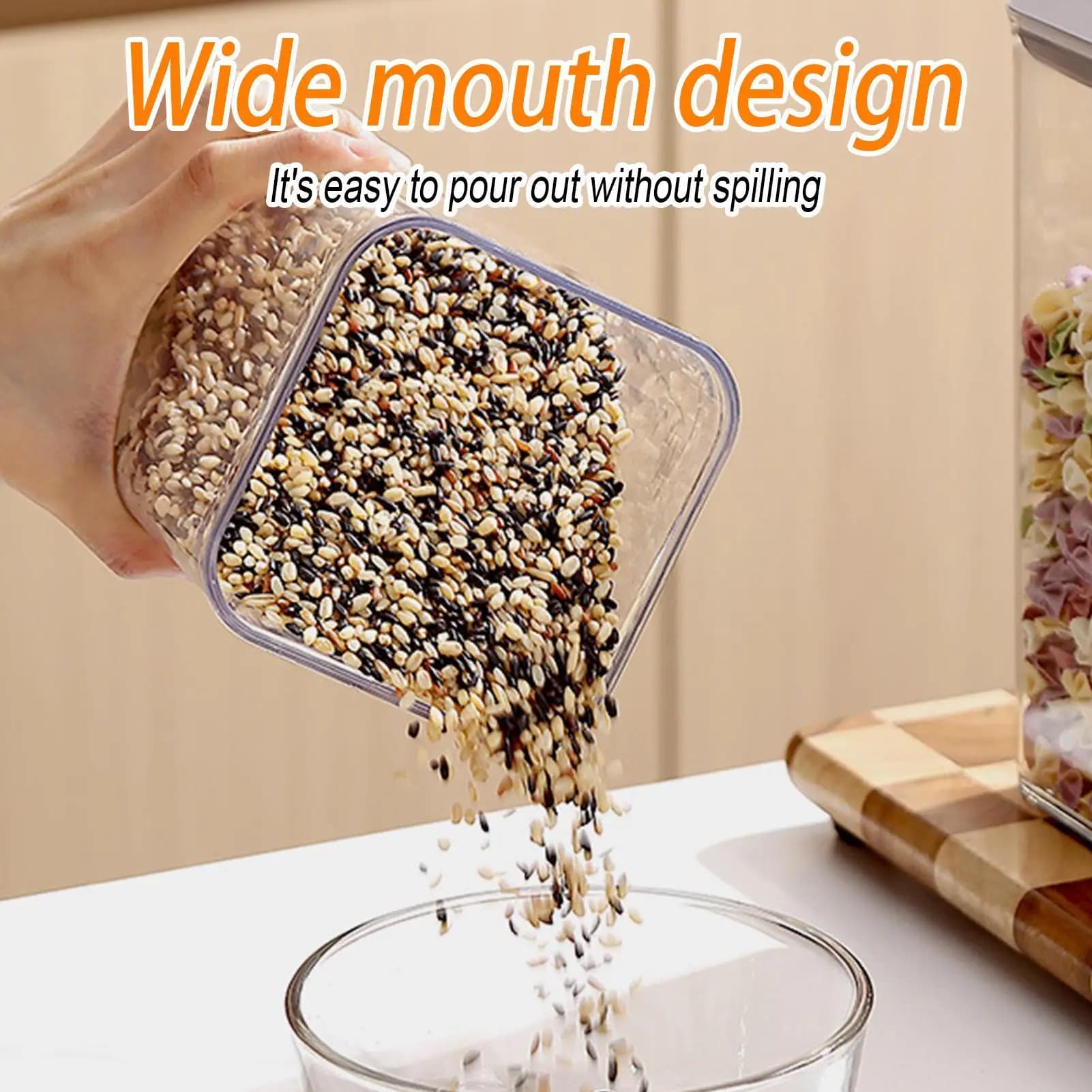 Contenitore per cereali Barattoli ermetici da cucina Barattolo sigillato impilabile trasparente per riso Alimenti per animali domestici Panetteria Organizzatori dispensa Frutta secca