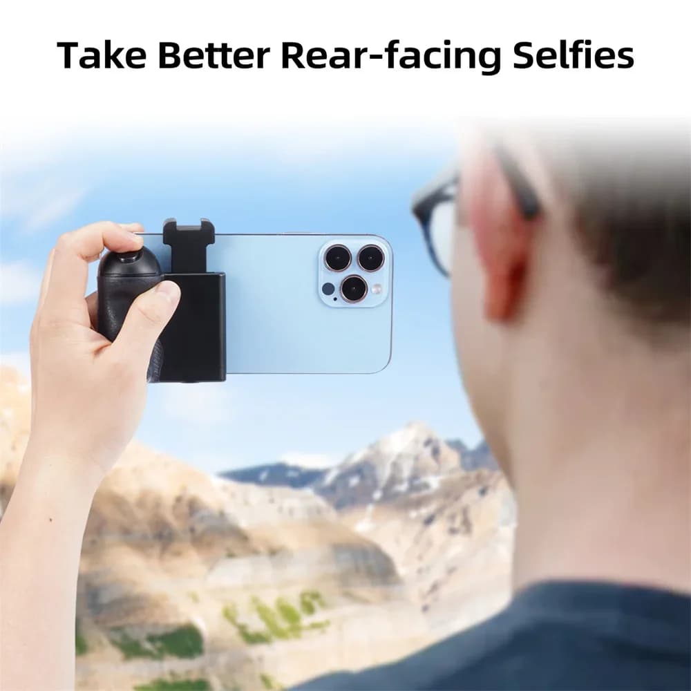 Tri-Function Camera Grip- Handheld Stabilizer+ Bluetooth Remote + Cold Shoe Mount Universal for iOS/Android Smartphones