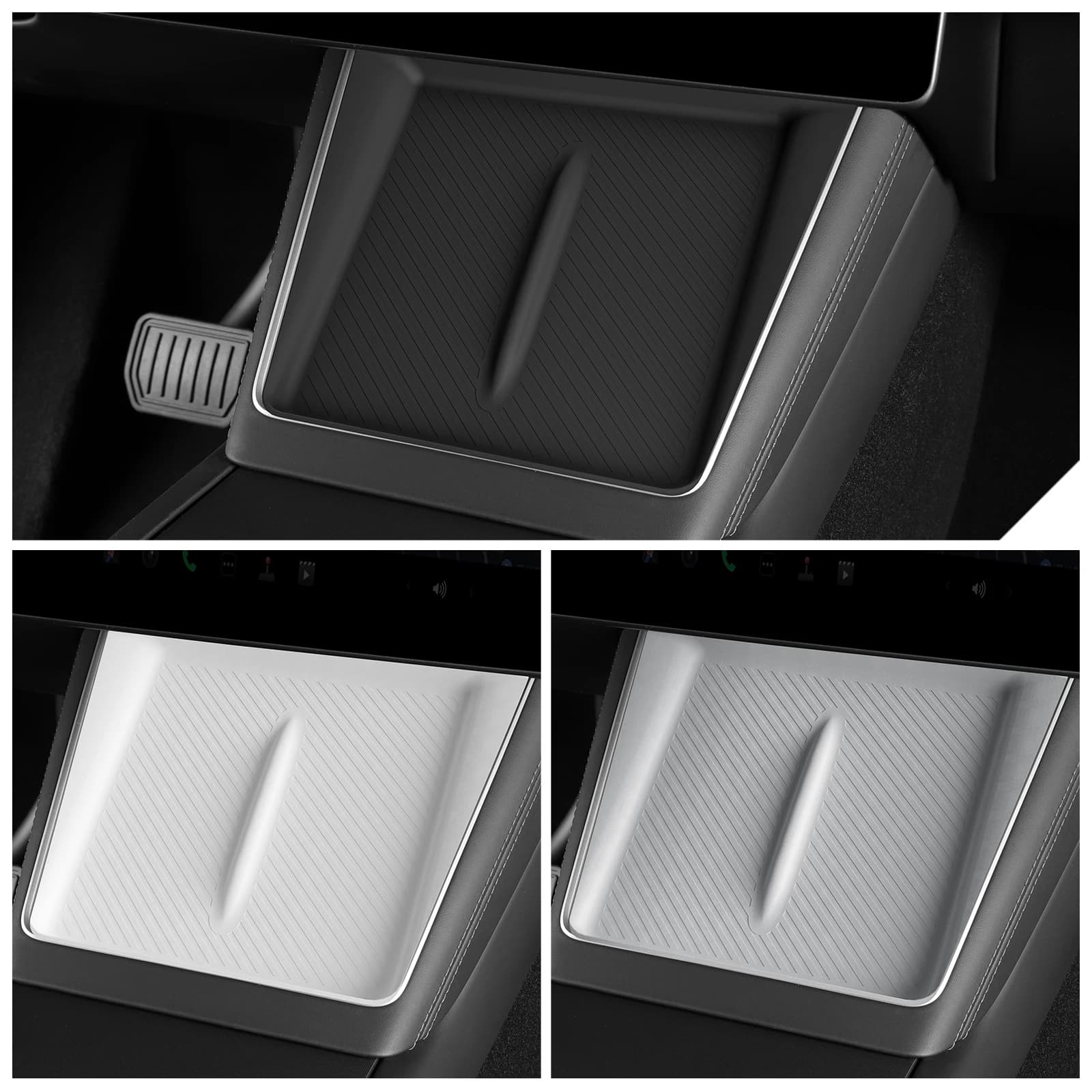 Tappetini Antiscivolo in Silicone per Tesla Model Y Launch 2025 Juniper, Accessori Anti-Sporco con Ricarica Wireless Mobile