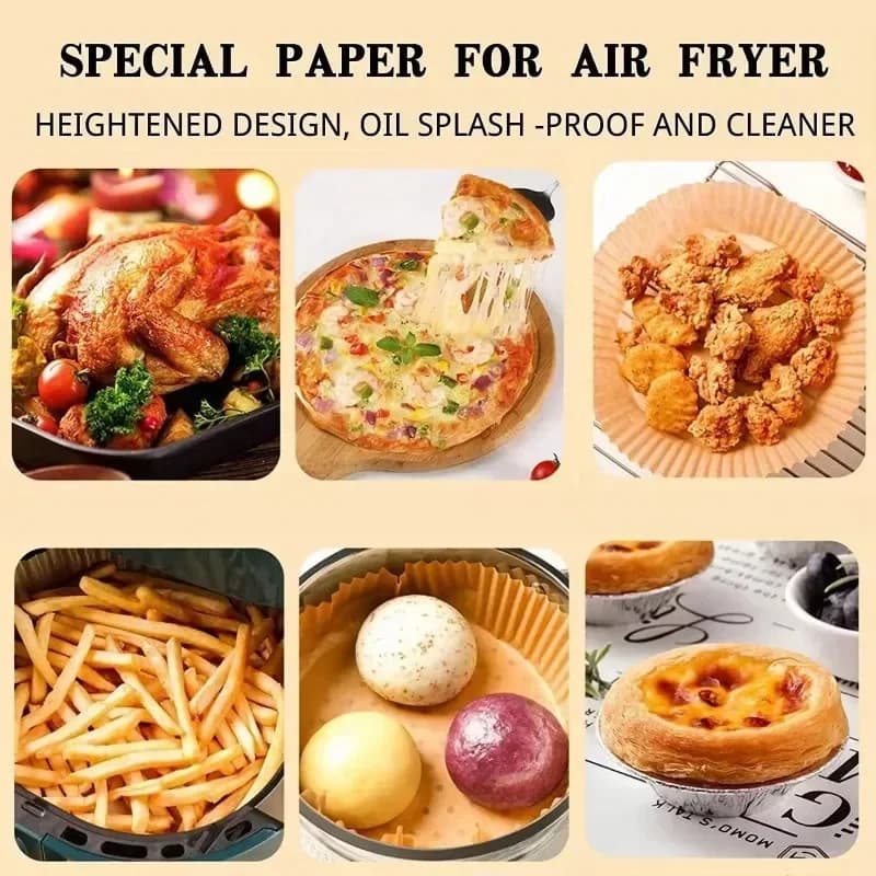 Anti-stick disposable paper coating for air fryer, round oven paper for 16 cm air fryer, baking tray pad, microwave