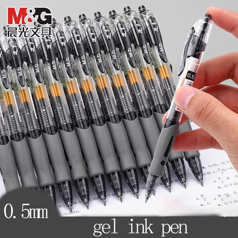 Penne gel push-up M&G, 0,5 mm, nero/blu/rosso, impugnatura morbida, ricaricabili, adatte per studenti e cancelleria per ufficio