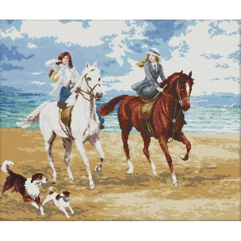 Donna che viaggia a cavallo personaggio fai da te punto croce 14ct 16ct 11ct contati kit da cucito in tessuto stampato fai da te decorazioni per la casa artigianato