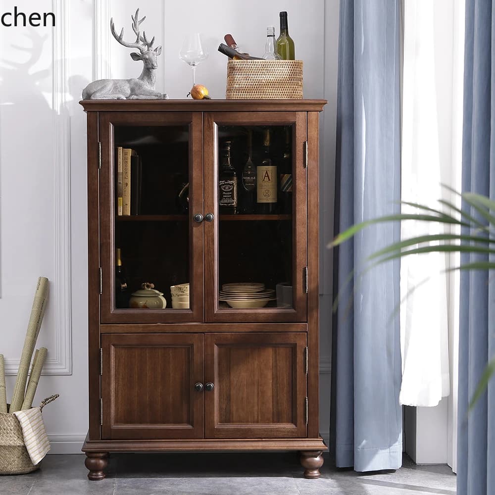 Armadietto per vino in legno massello country americano HXL armadietto laterale in vetro temperato in stile semplice armadietto per vino piccolo