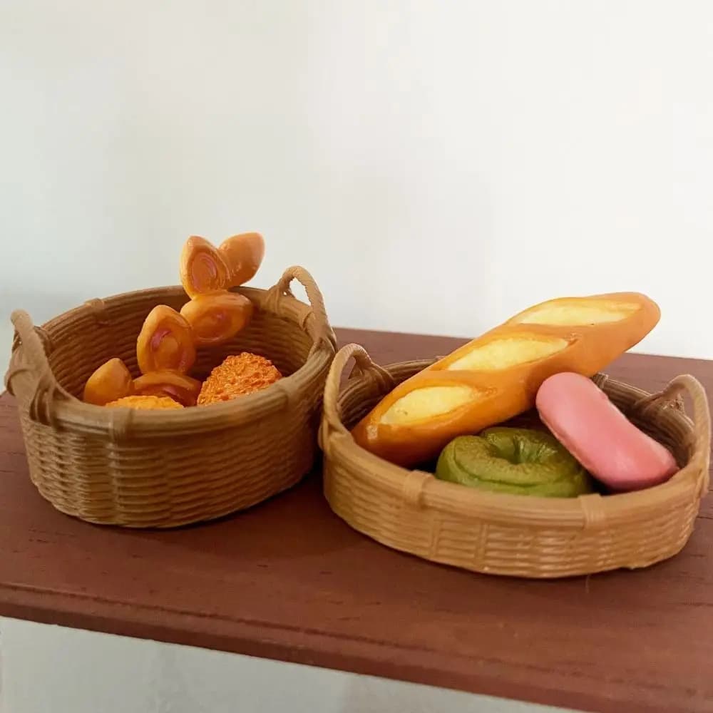 1/6 scala 1/8 Dollhouse Weave Basket decorazione accessori per bambole cestino portaoggetti in miniatura in resina puntelli per foto decorazione per casa delle bambole
