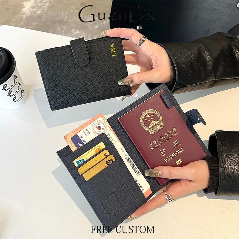 Portafoglio per passaporto con nome personalizzato da viaggio per donna Porta carte in vera pelle Porta passaporto multifunzione di lusso Porta carte di moda regalo