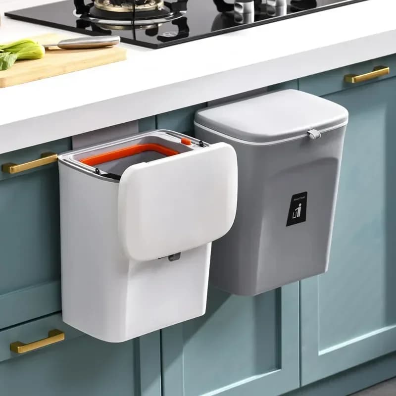 Pattumiera a parete Pattumiera per uso domestico Pattumiera sospesa per bagno con coperchio Bidone della spazzatura per alimenti Accessori da cucina 7/9L