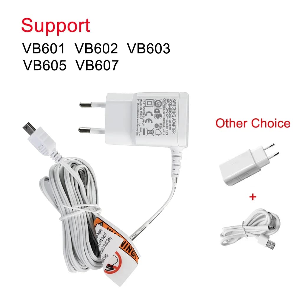 Adattatore di alimentazione UE Mini caricatore USB DC 5V 1000mA per baby monitor VB601 VB603 BM603 VB605 Nanny Camera