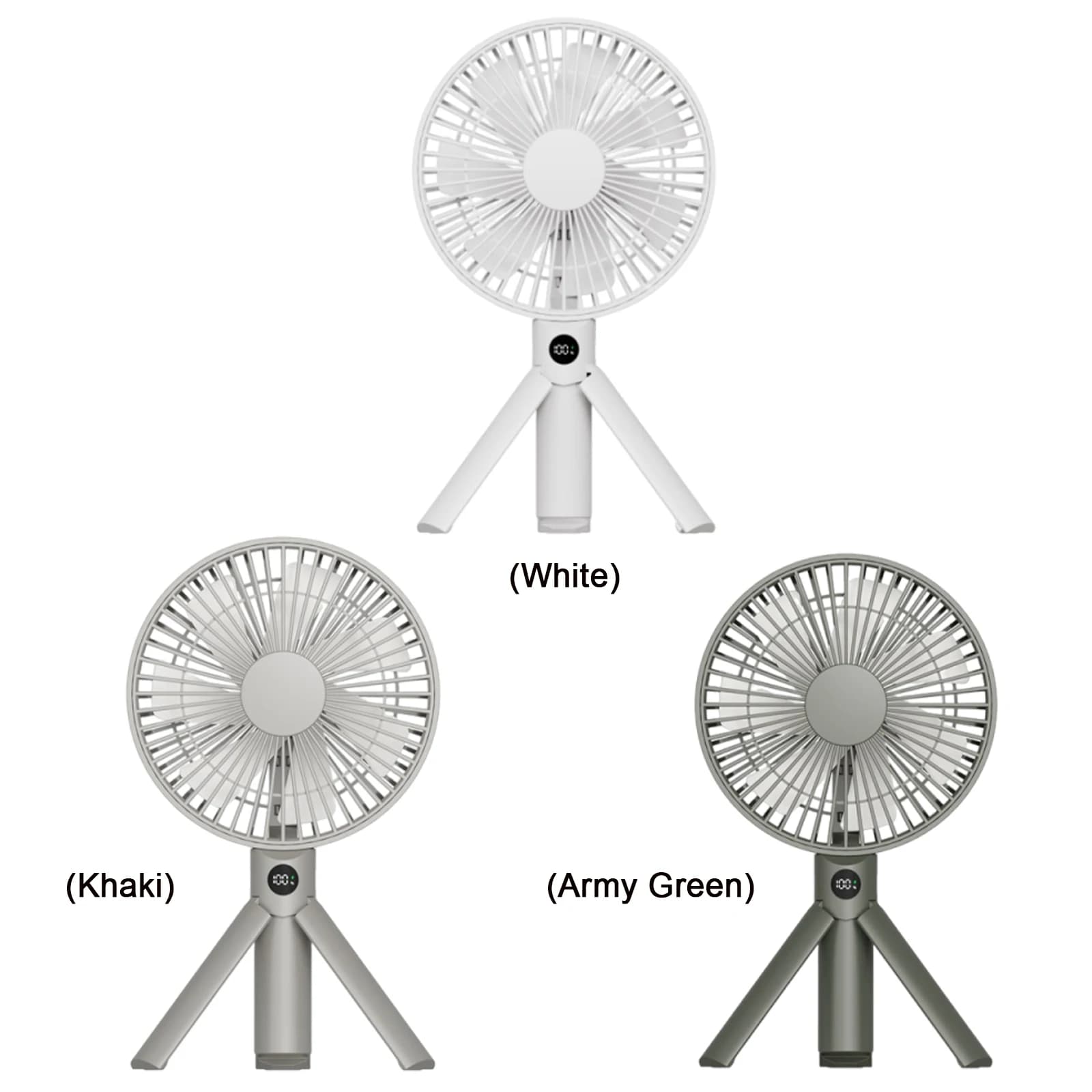 Portable Handheld Rechargeable Fan Foldable Tripod Fans Multifunctional Camping Blower for Outdoor Desktop Use/Tent Ceiling