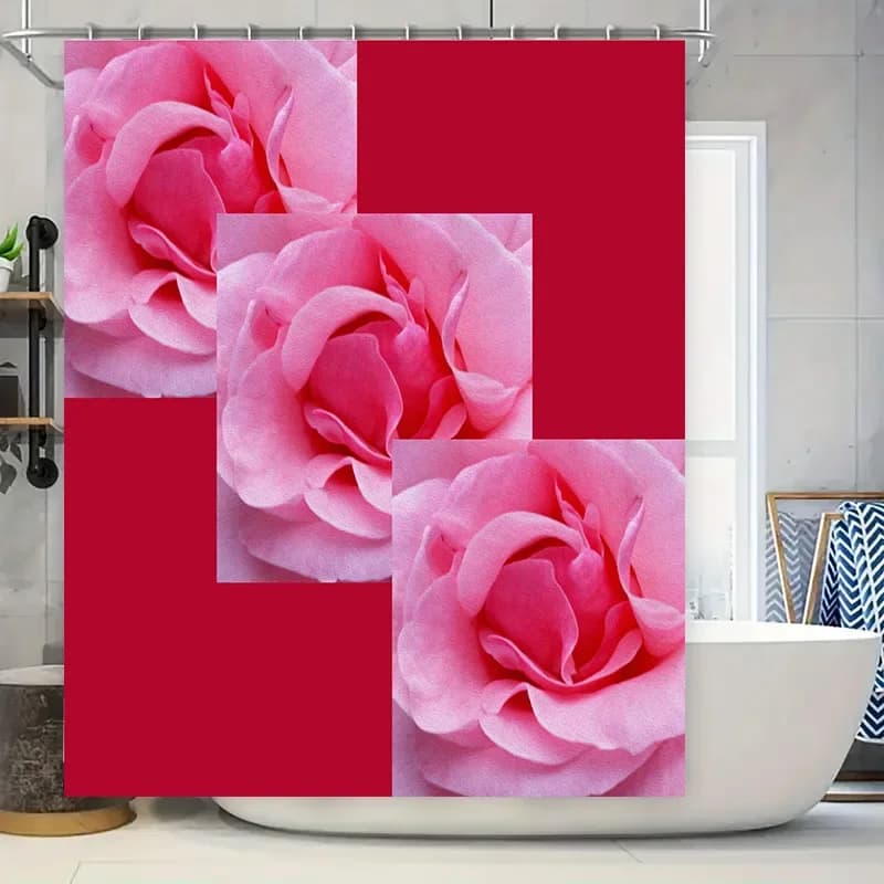 Tenda da doccia con motivo rosa rossa, decorazione da bagno in tessuto morbido per il tuo soggiorno di casa o spa dell'hotel