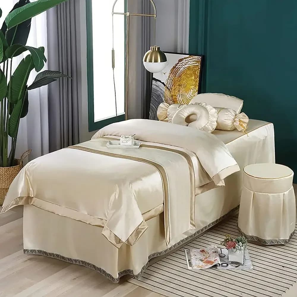 4-Piece Microfiber Massage Table Sheets Set, Solid Color Bed Cover for Spa and Beauty Treatments, 190x70cm