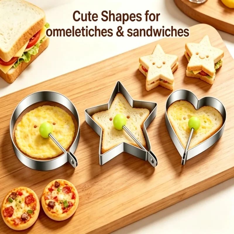 1/2pc stainless steel pancake molds for plate and egg modeler for pancake maker egg ring with handle Eggs and omelets