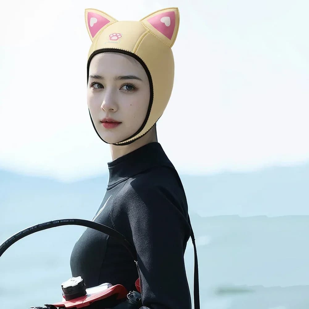 Underwater Hood Swim Hat Snorkeling Hoods Cat Earrings Sub Hood 3mm neoprene mutant hood