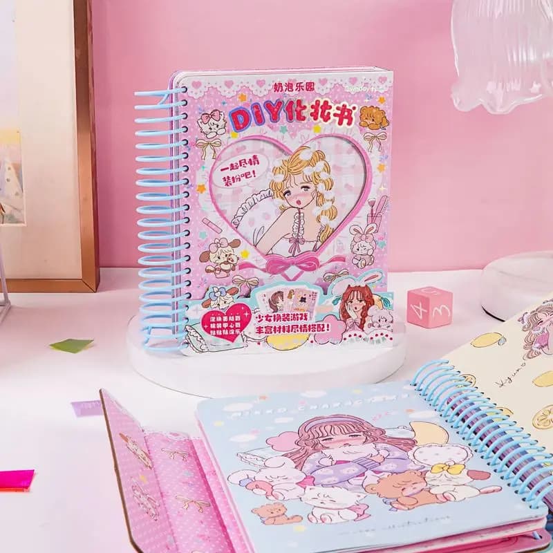 Anime Mikko Libro per il trucco fai da te Quaderno per il trucco creativo per bambini Giocattolo fatto a mano Bobina Libro silenzioso Forniture per ufficio Regali di Natale per ragazze