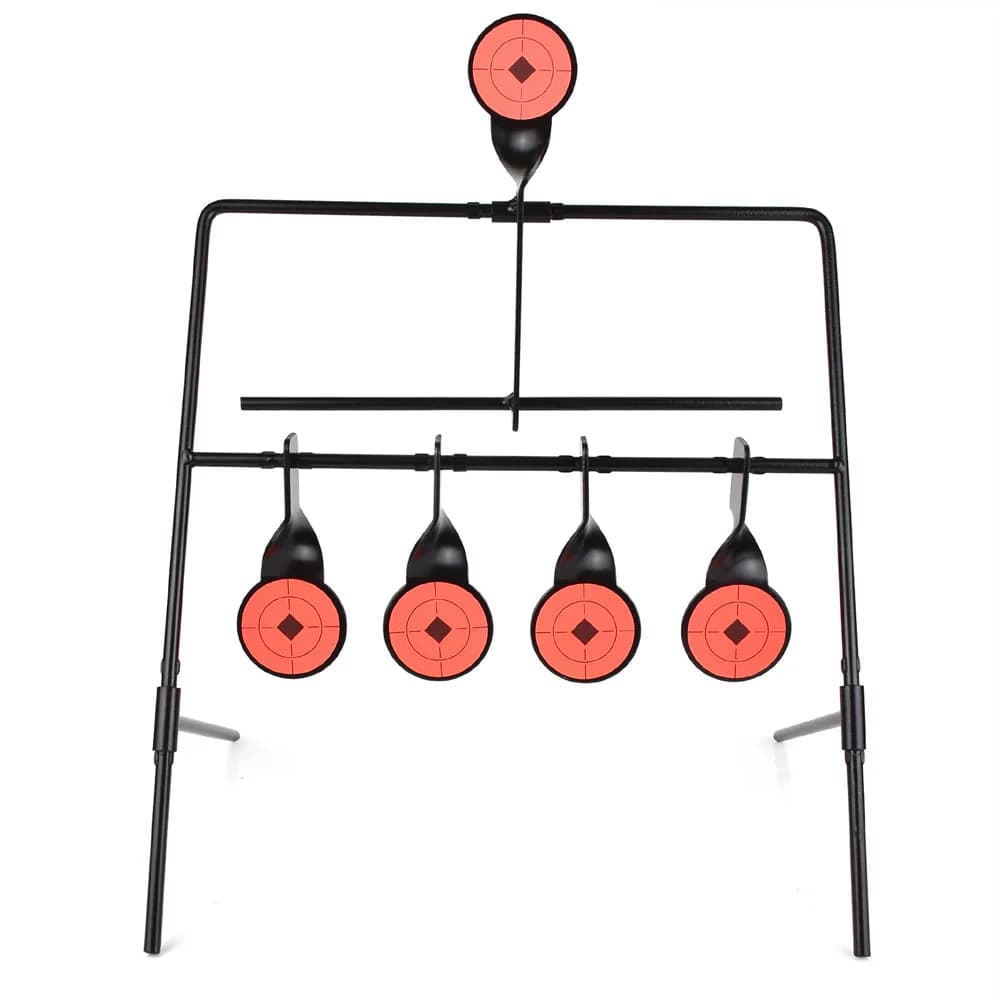 4+1 Metal Wind Chime Shooting Target Self-Resetting Spinning Gong Set for Airsoft BB Gun Practice Training QJ270