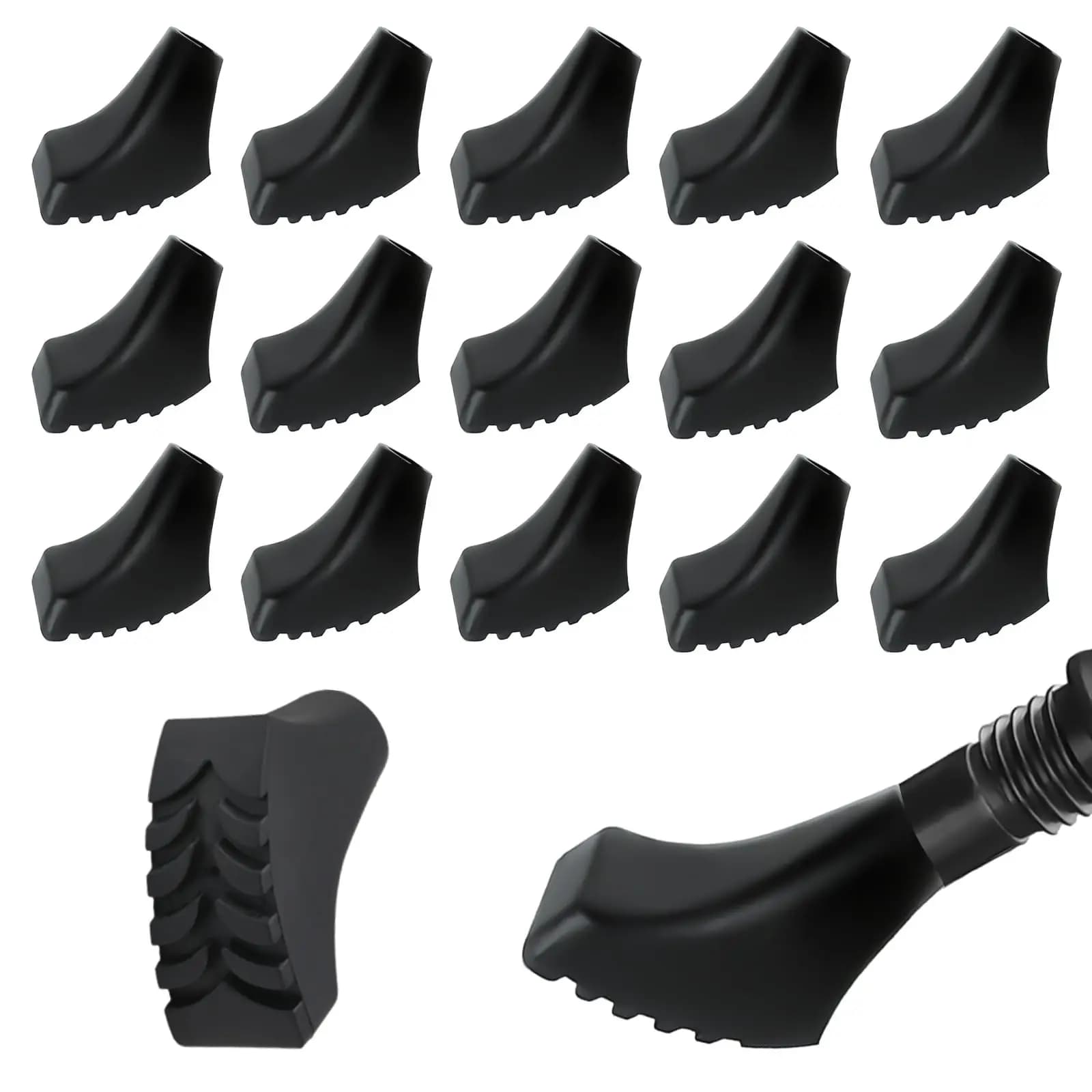 16-Pc Hiking Pole Tips: Off-Road Buffers for Trekking/Nordic Walking on Gravel/Asphalt