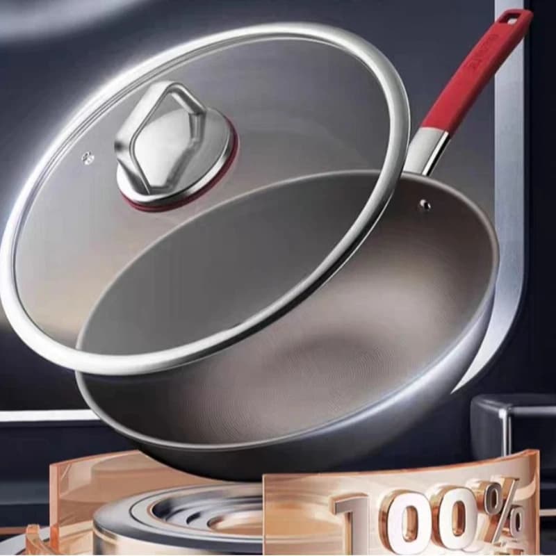 Pure titanium pan uncoated titanium non-stick wok household non-stick pan induction cooker gas stove frying
