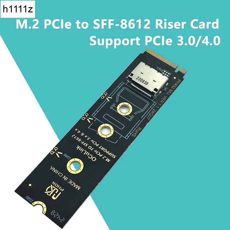 Scheda riser da NVME a OCulink 2230-2280 M.2 PCIe X4 M Chiave a SFF-8612 Adattatore femmina Convertitore Supporto PCIe 3.0/4.0 per SSD U.2 U.3