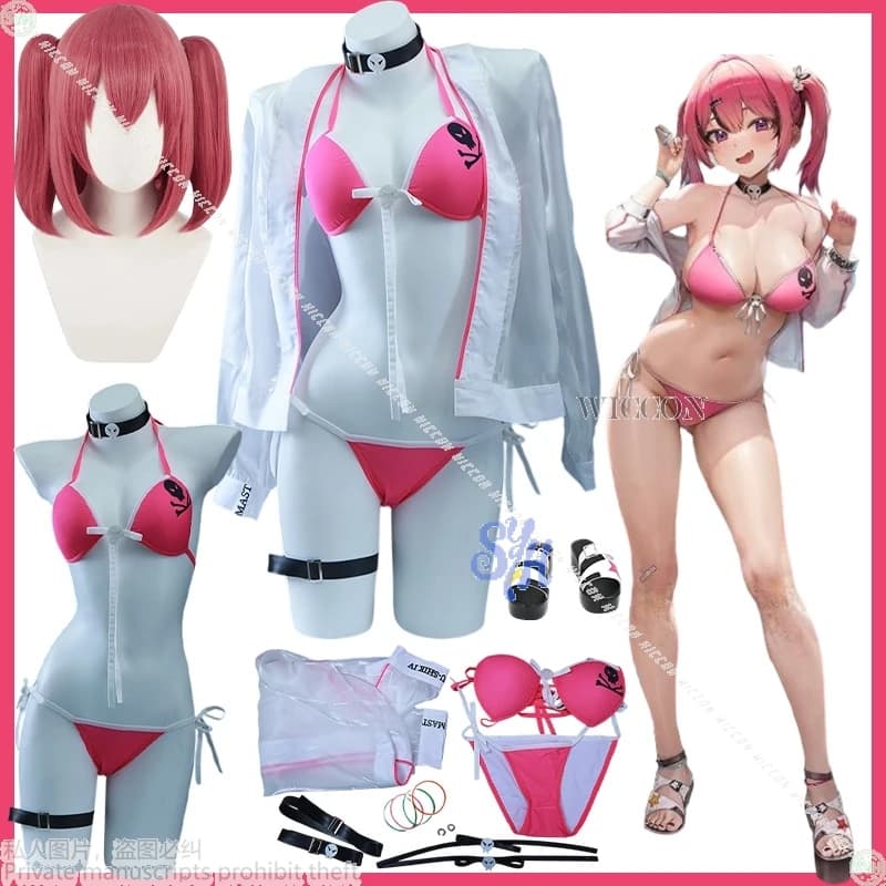 Nikke Dea della Vittoria Mast Cosplay Kawaii Jirai Kei Costume da bagno bikini rosa caldo Cappotto trasparente estivo