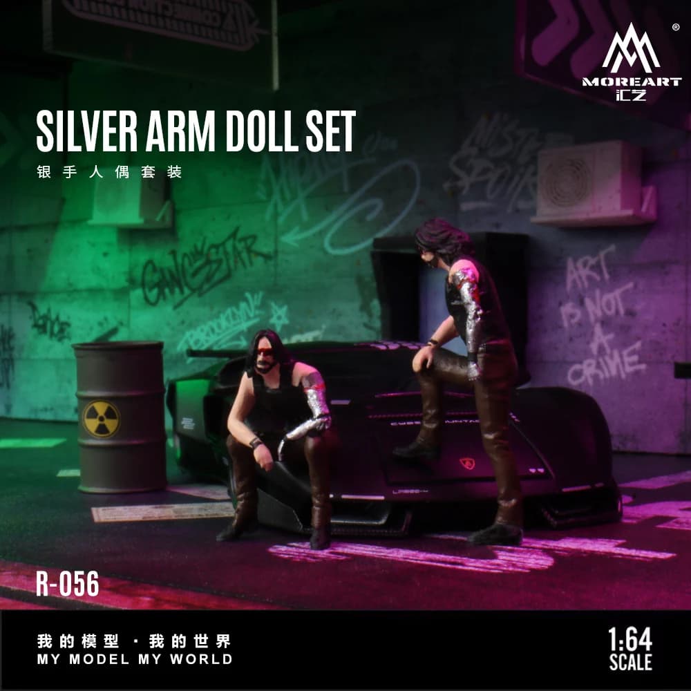 More Art 1:64Set di bambole con braccio in argento, modello di figura decorativa in resina per regali, esposizione e collezione