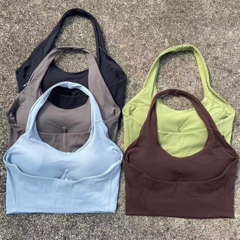 Reggiseno Sportivo Halter da Donna, Top Corto per Palestra e Allenamento, Gilet Yoga, Bralette Fitness ad Alto Supporto, Push-Up, per Corsa, Morbido e Aderente