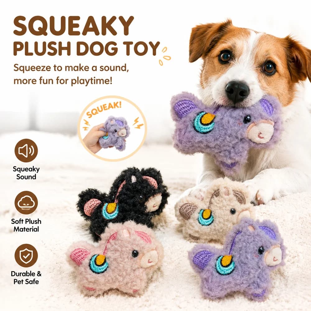 Mini Giocattolo per Cani in Peluche con Suono, Morbido Giocattolo da Masticare per Cuccioli, Simpatico Giocattolo Interattivo per Animali Domestici di Piccola Taglia, 4 Colori