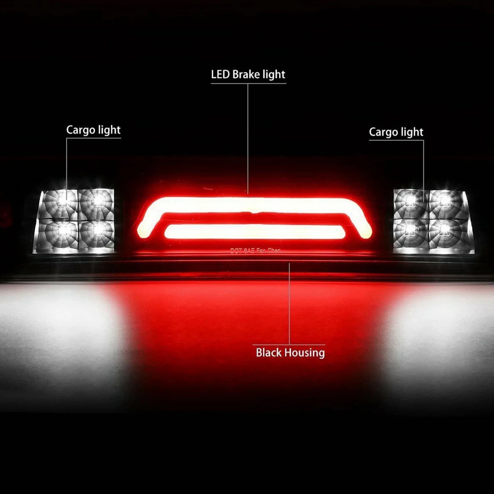 Learned-2X Luce di carico del terzo freno a LED per auto, adatta per Dodge RAM 1500 2500 3500 2009-2018