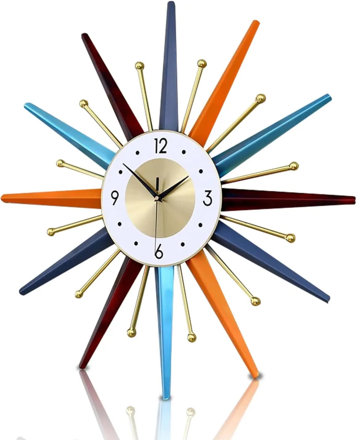 Grande Orologio da Parete Stile Mid-Century da 22 Pollici, Design 3D Silenzioso a Batteria per Soggiorno, Cucina e Camera da Letto