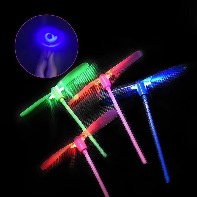 Giocattolo luminoso a LED a forma di libellula di bambù, girandola luminosa da esterno, regalo per bambini, ideale per feste e compleanni, si illumina al buio.
