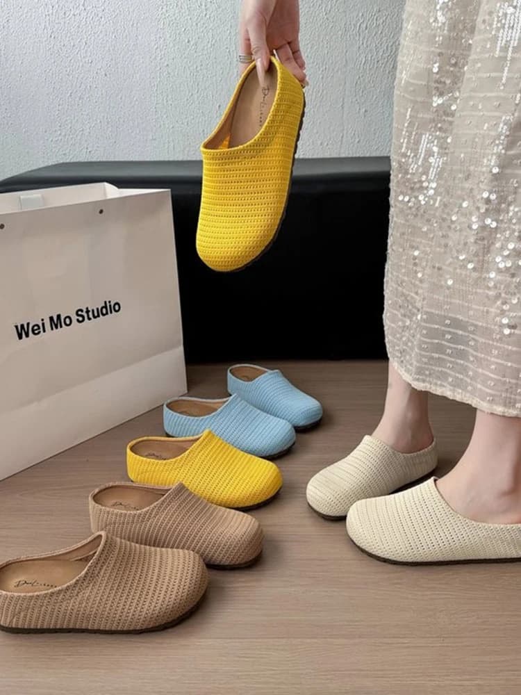 Women's Thick Heel Ergonomic Slippers Half Slippers Summer Outdoor Wear 2026 New One-Step-On Sandals