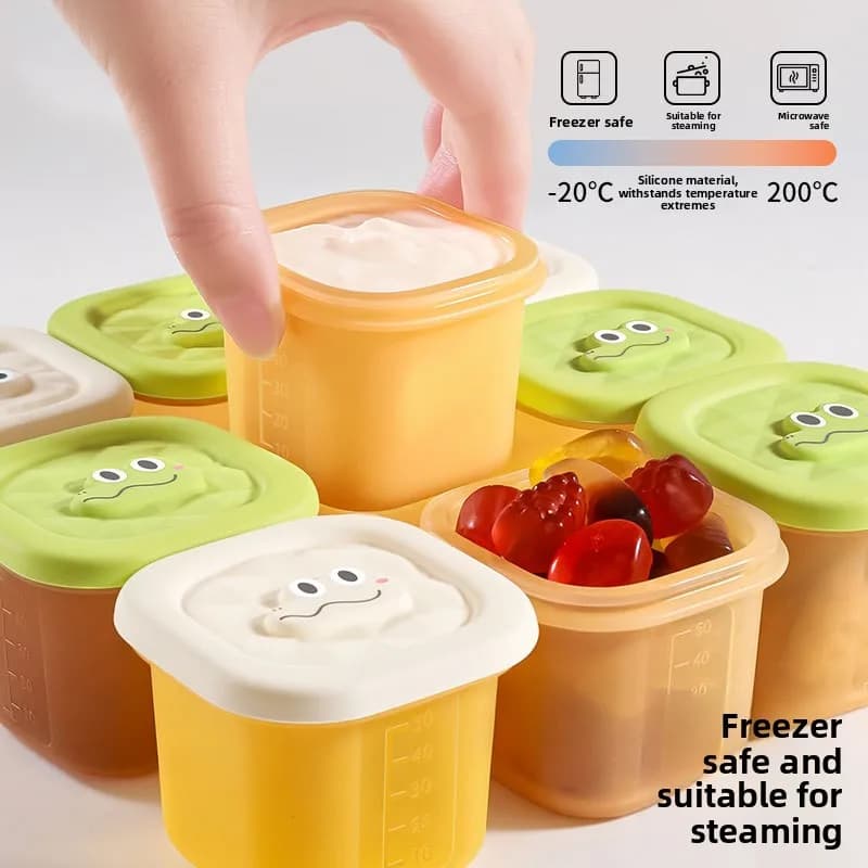 Contenitore per Alimenti per Bambini, Vassoio per Ghiaccio in Silicone, Stampo per Conservazione Alimenti, Utensile da Cucina per l'Alimentazione dei Bambini