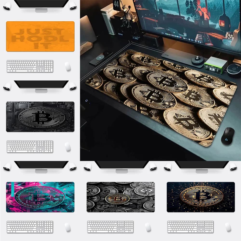 Fantastico e popolare tappetino per mouse B-BitcoinS con stampa HD, per giocatori di computer, con bordo bloccabile, antiscivolo, XXL 90x40 cm, per tastiera e scrivania PC